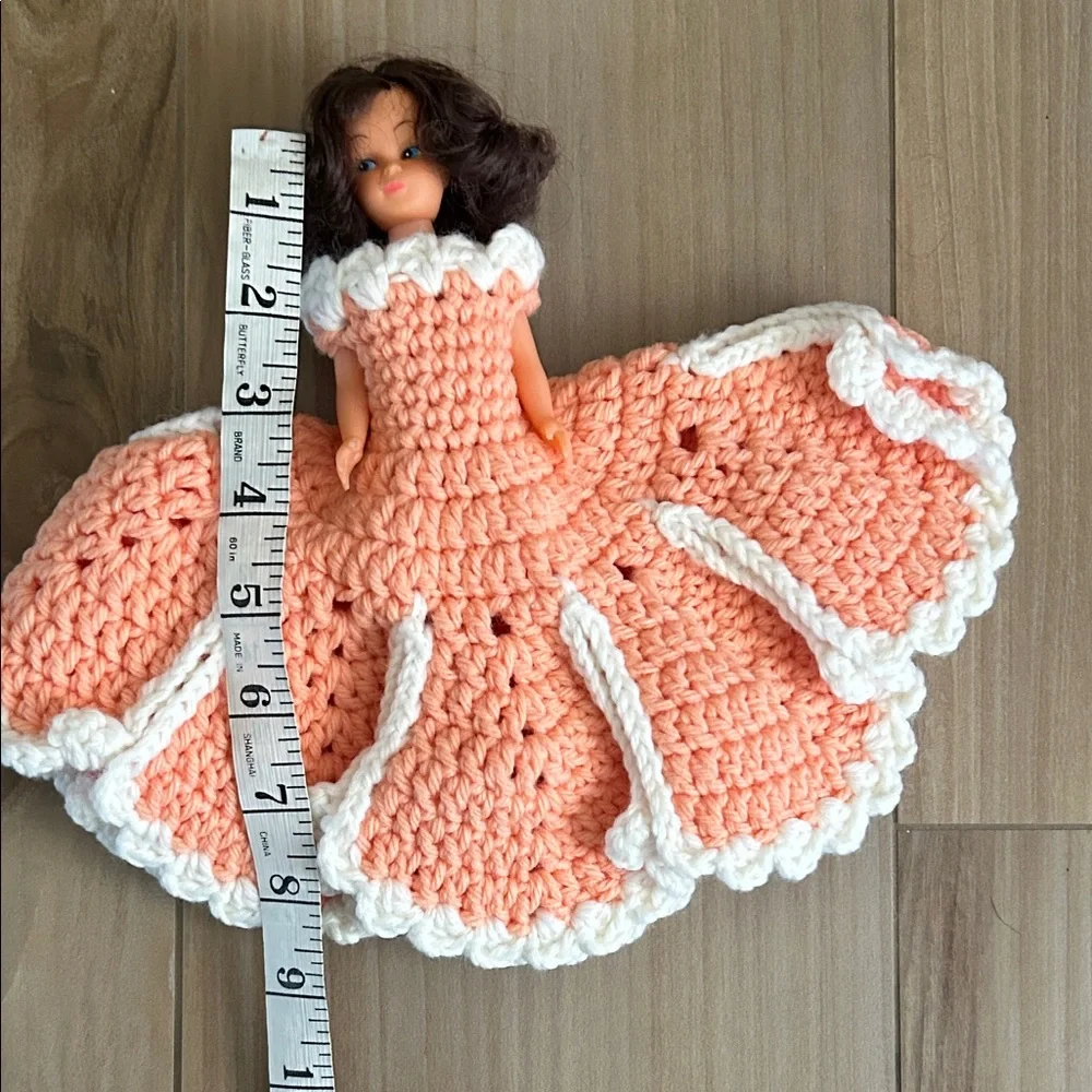 Vintage Doll with Crocheted Dress and Hat